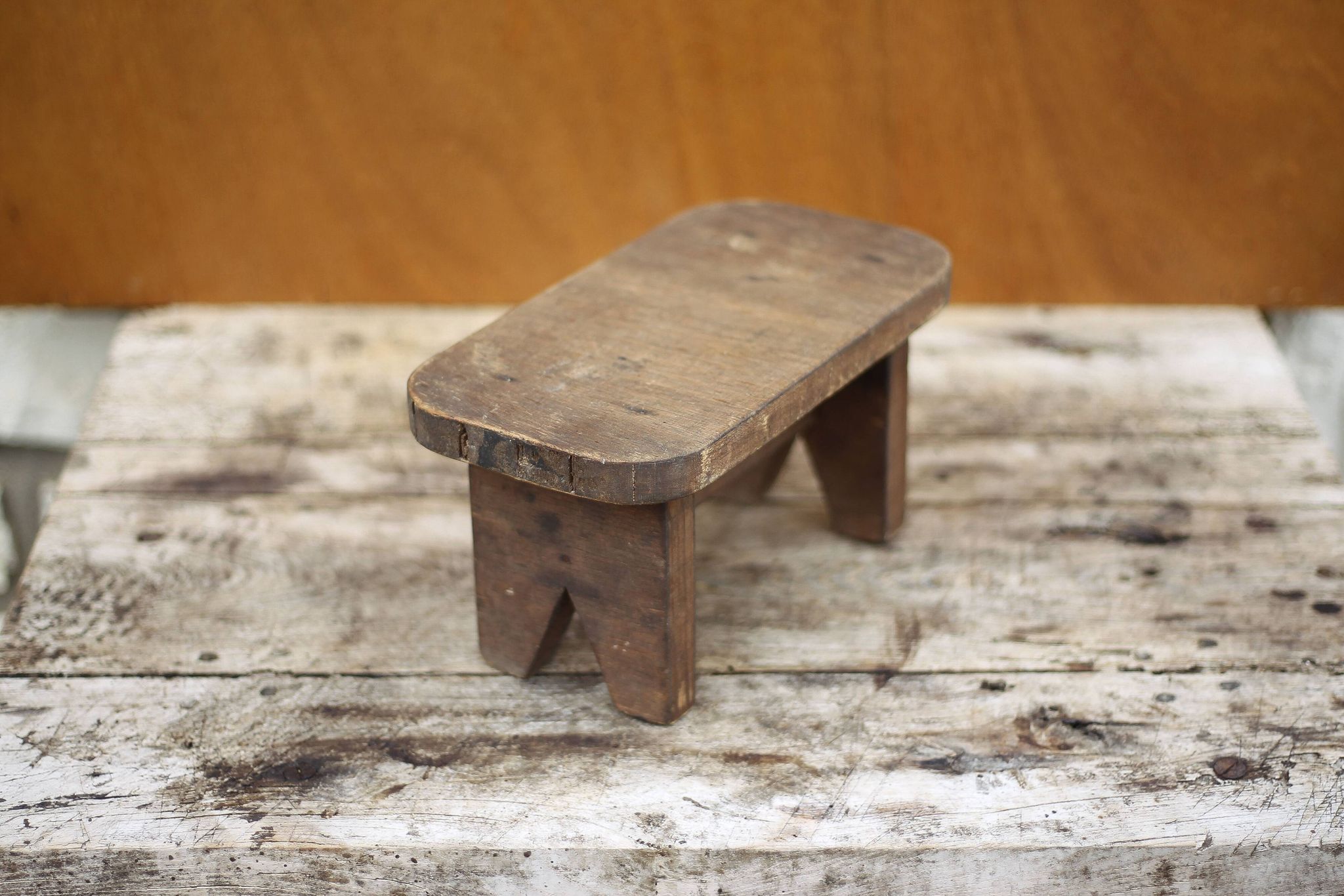 Mini wooden stool, wooden step stool, vintage footrest, plant holder