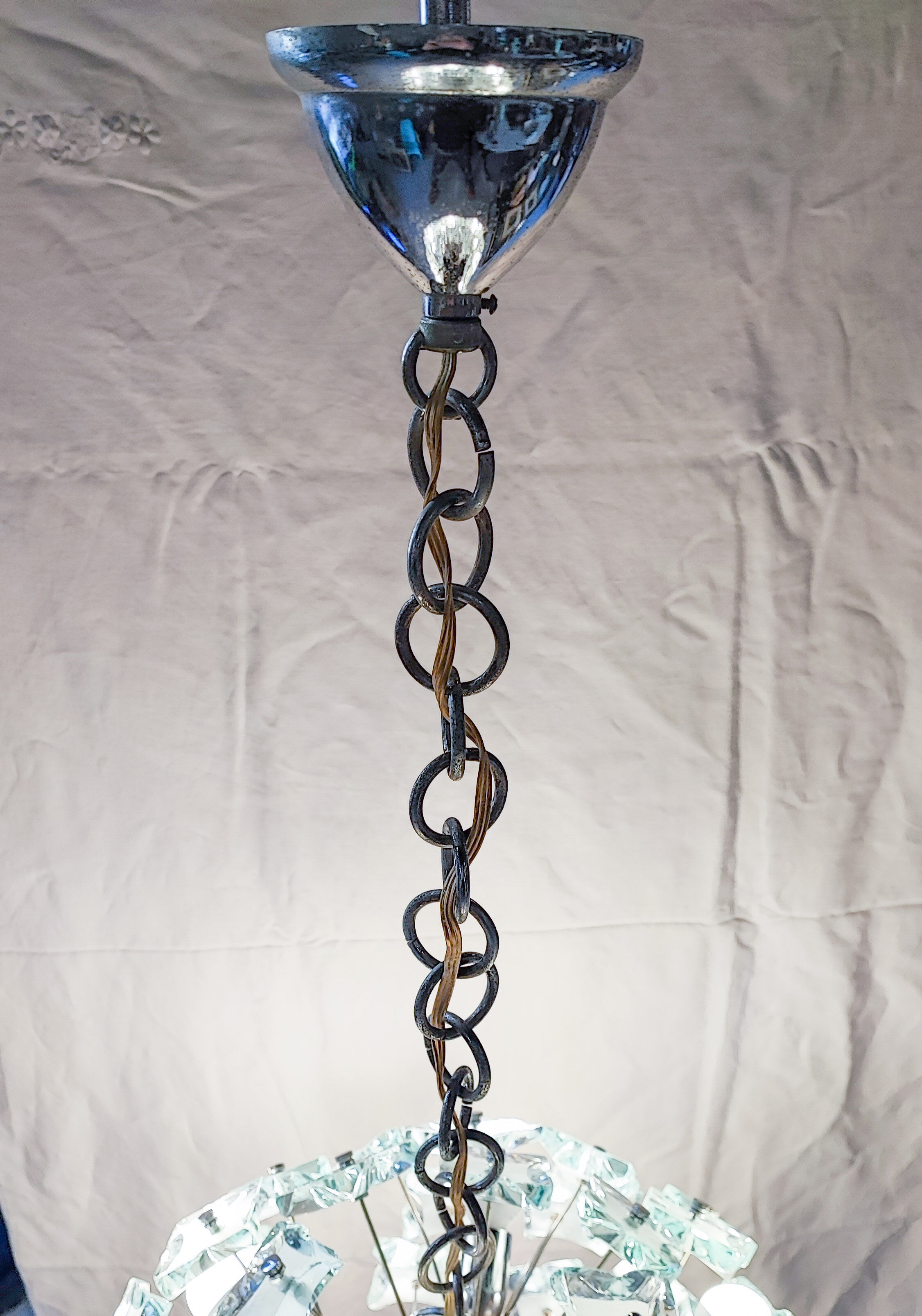 Sputnik chandelier cut glass 1960