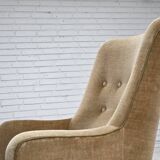 1970s, Danish highback armchair, light green furniture velour.