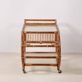 Bar Cart in Bamboo & Rattan, 1950s Denmark