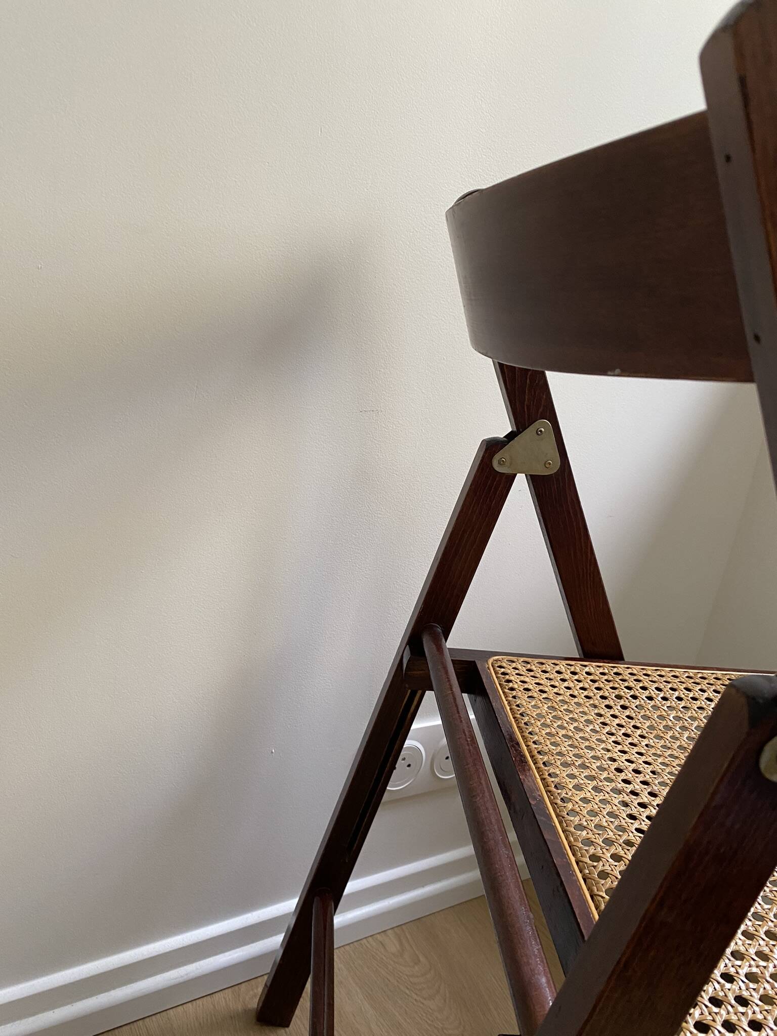 Folding chair occasional chair vintage wooden office chair with cane seat