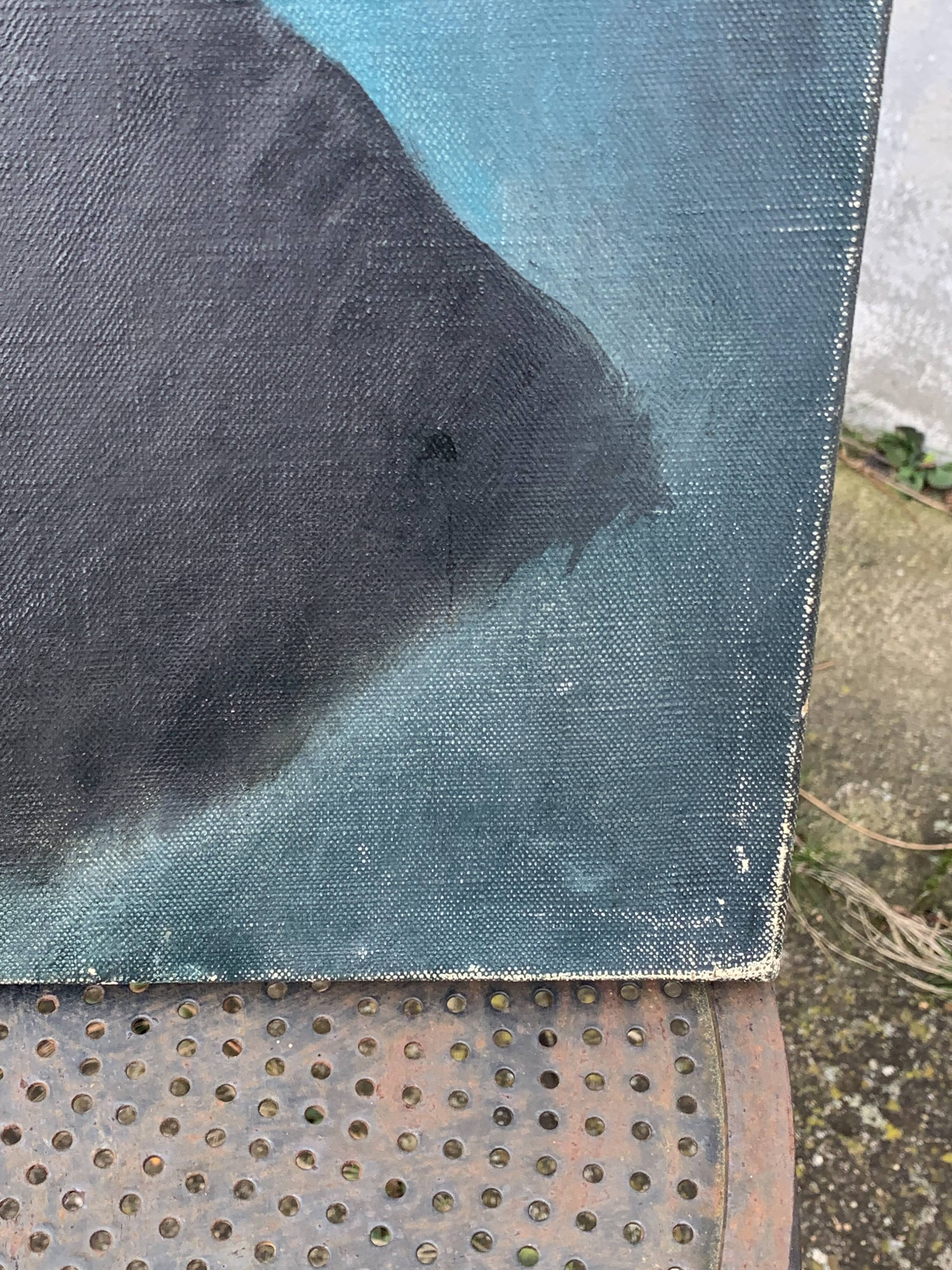 Painting, painting portrait of a man, vintage, circa 1960 unsigned, attributed to Roger Schmitt