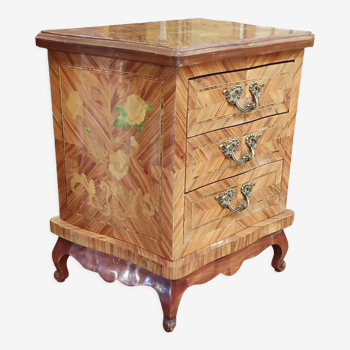 Old miniature storage cabinet inlaid Louis XV style
