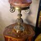 Lampe Art Nouveau autrichienne en bronze avec abat-jour en verre d'art de style Loetz