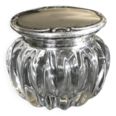 Old sugar pot, molded crystal candy box, alpaca silver metal lid
