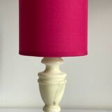 Vintage marble and fuchsia fabric lamp