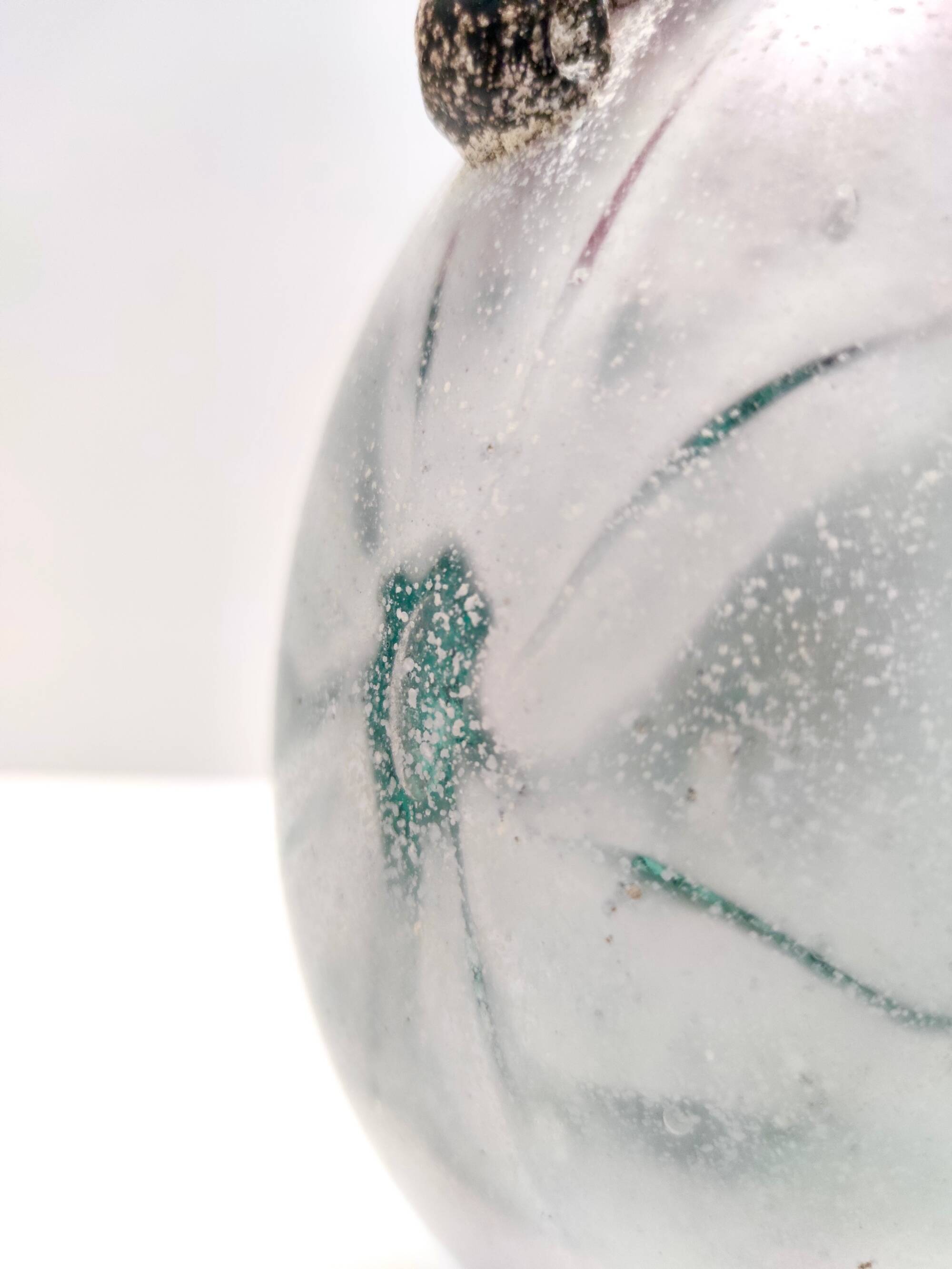 Postmodern Pink, Green and White Hand Blown Scavo Glass Vase, Murano, Italy