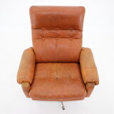 1970s leather swivel armchair by Nili Stoppmobler, Denmark