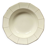 Plat de service creux en faïence ancienne Badonviller blanc cassé et or vintage art de la table