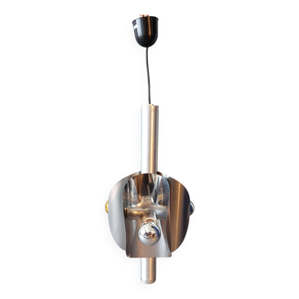 1970 chrome boat propeller pendant light with 3 lights.