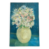 Painting / oil on canvas still life colorful bouquet 50s