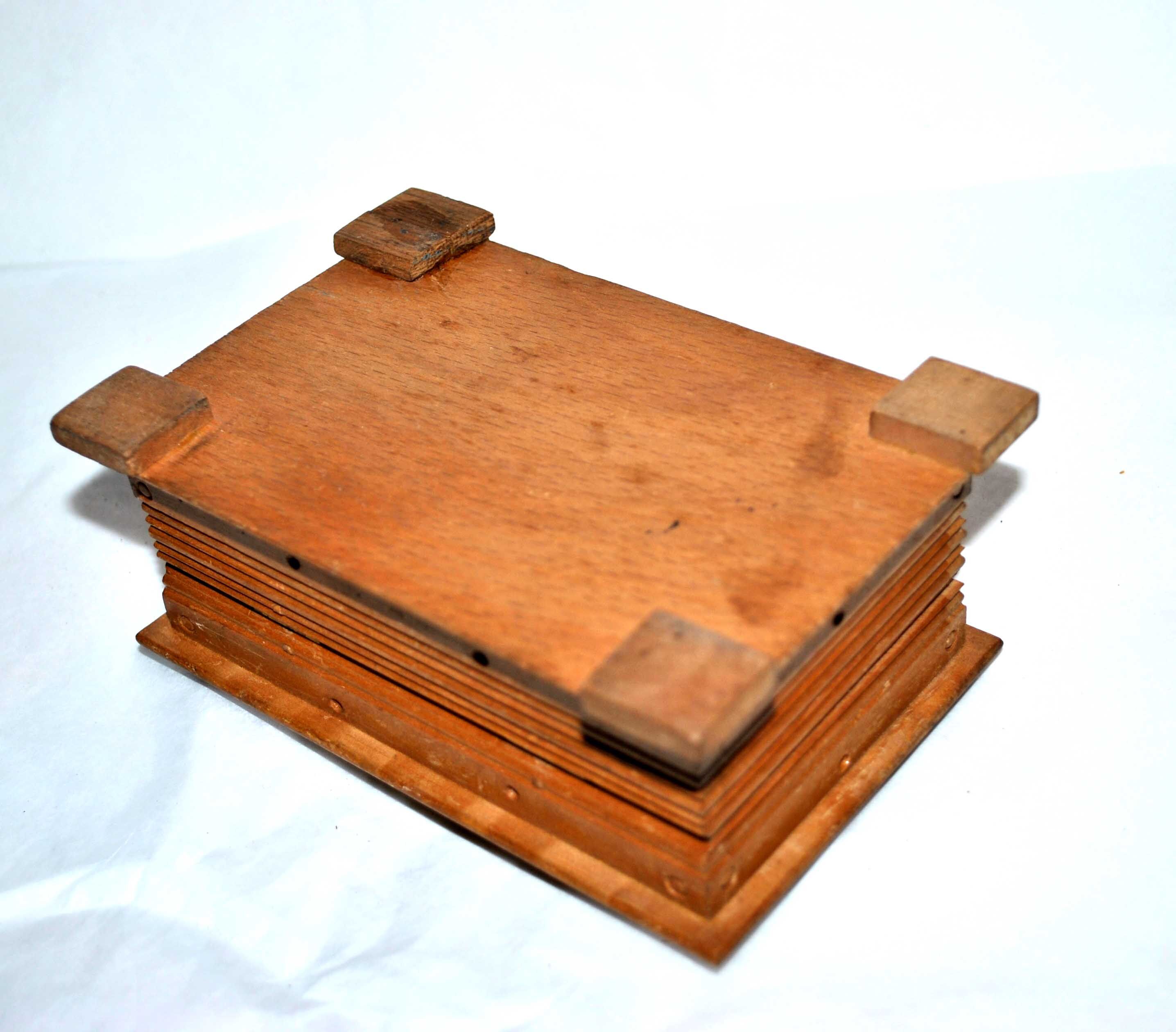 Vintage Edelweiss carved wooden box