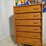 Chest of drawers vintage rag maker from the 60s light wood