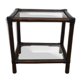 Rattan shelf, and glass, 2 trays