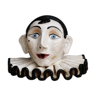 Bust Pierrot in glazed terracotta