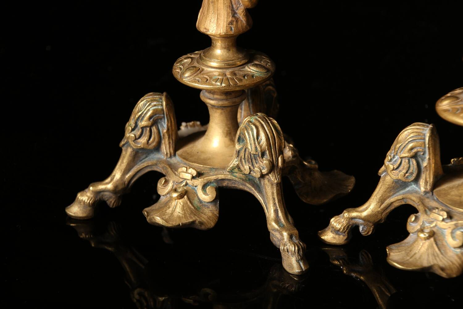 Pair of tripod candlesticks by Paul-Auguste Gagné (19th century)