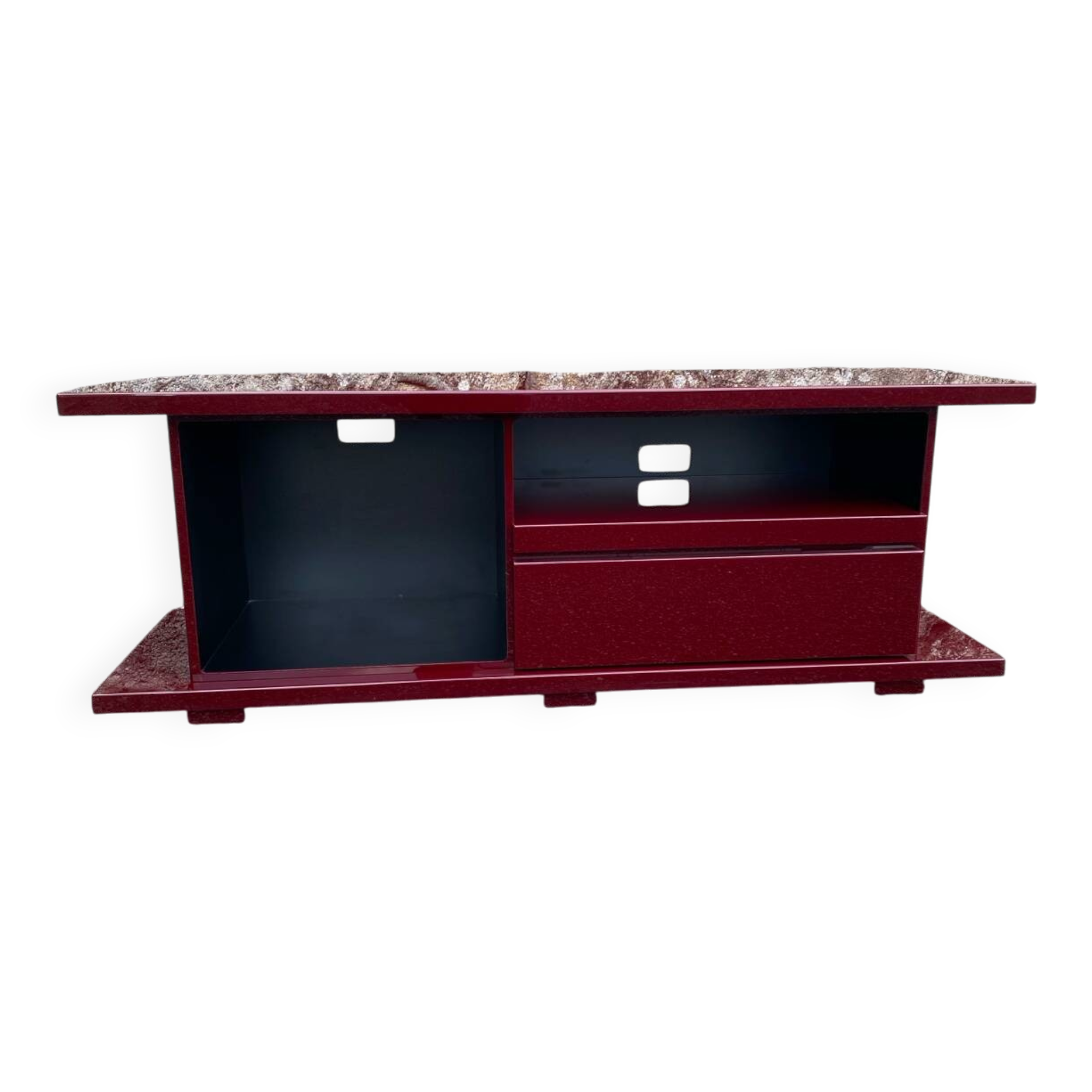 Meuble tv rectangulaire plexiglass bordeaux lie de vin david lange vin