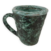 Grand pot en céramique turquoise vintage des années 60  Parfait état.  Dim. 20 cm ht x 17 l .