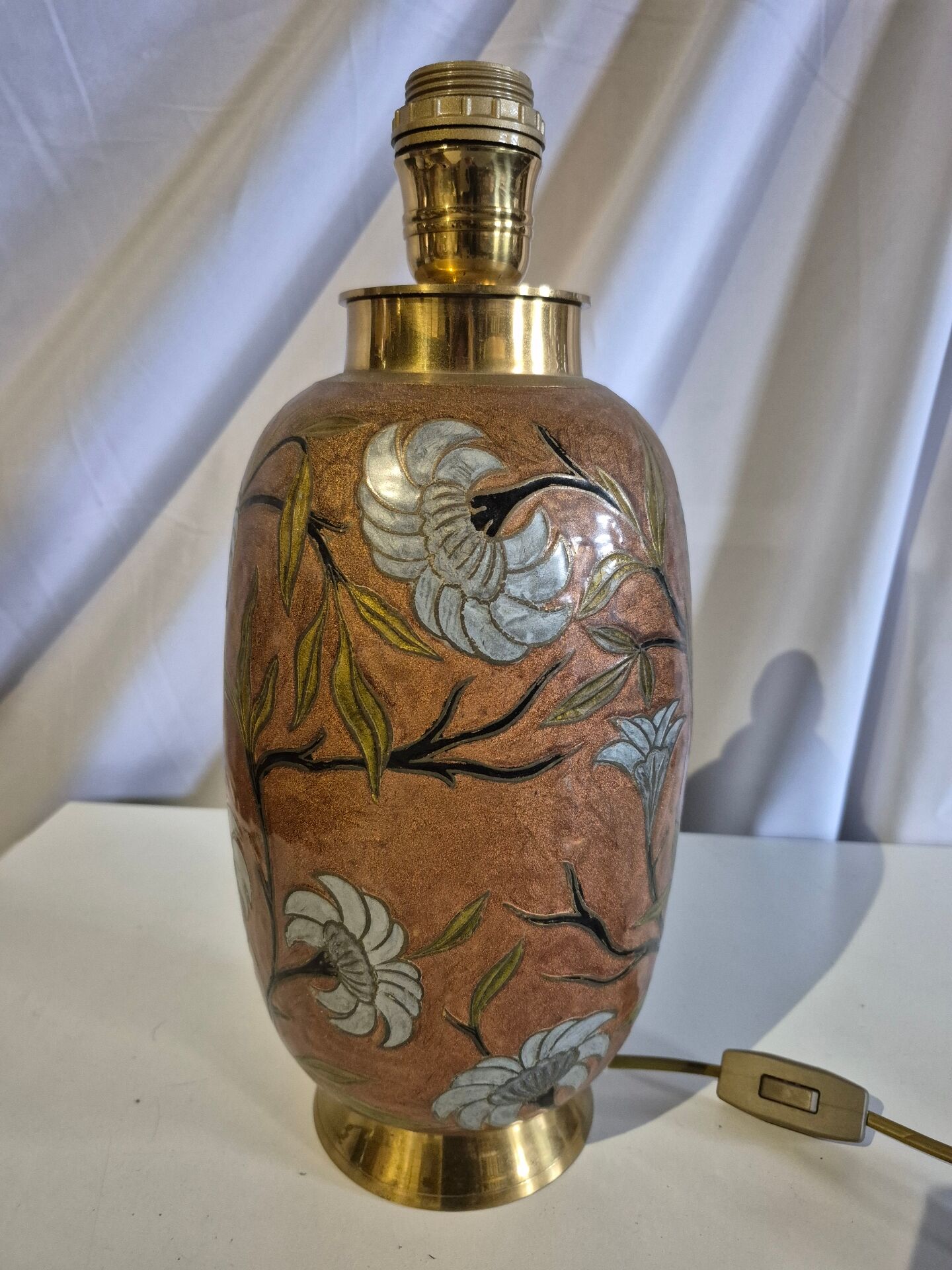 Firm Regina cloisonne enamel brass lamp Asian style