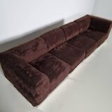 Vintage Italian chrome sectional sofa with faux fur, 1970s.