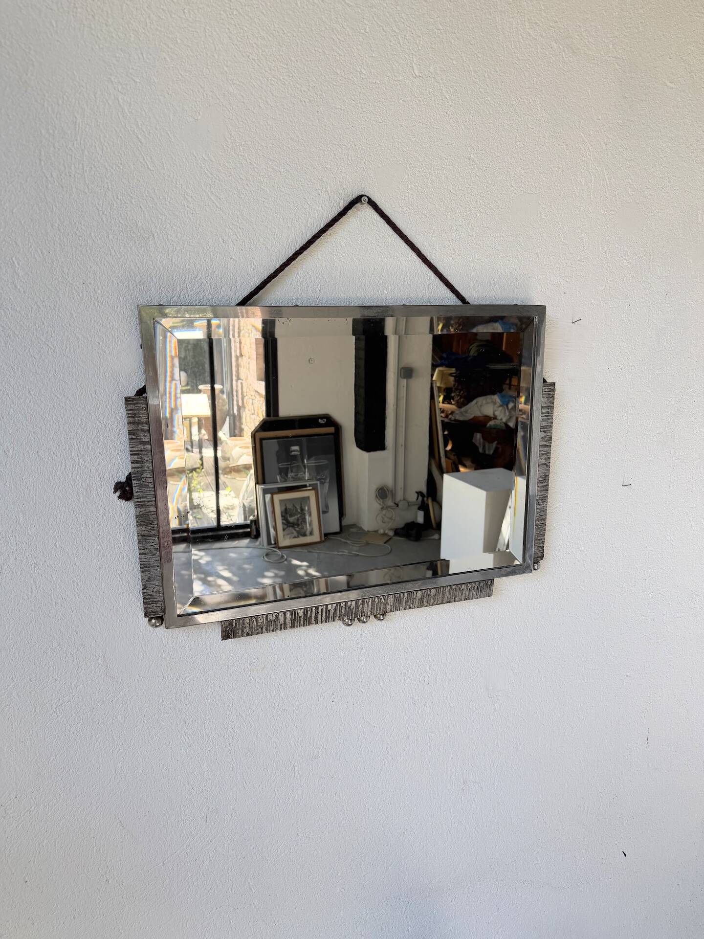 Art Deco silver-plated metal mirror 1930