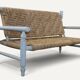 Vintage bench in braided rope and painted wood, 1950s-60s.