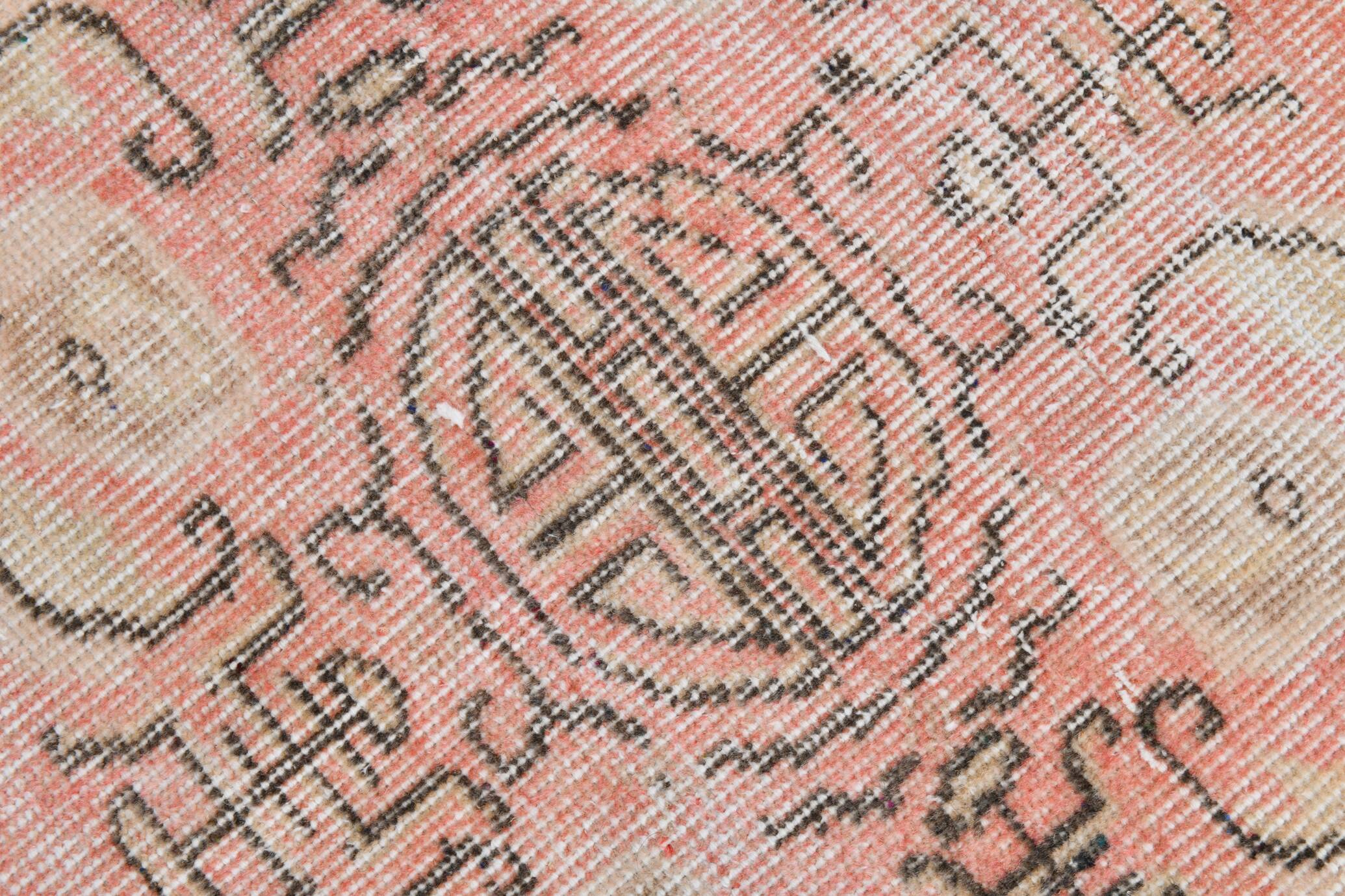 6x9 Turkish Soft Pink Bordered Vintage Rug, 191x282Cm