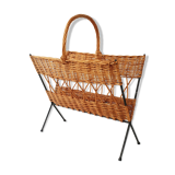Rattan magazine holders - vintage steel