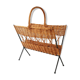 Porte-revues en rotin & acier vintage