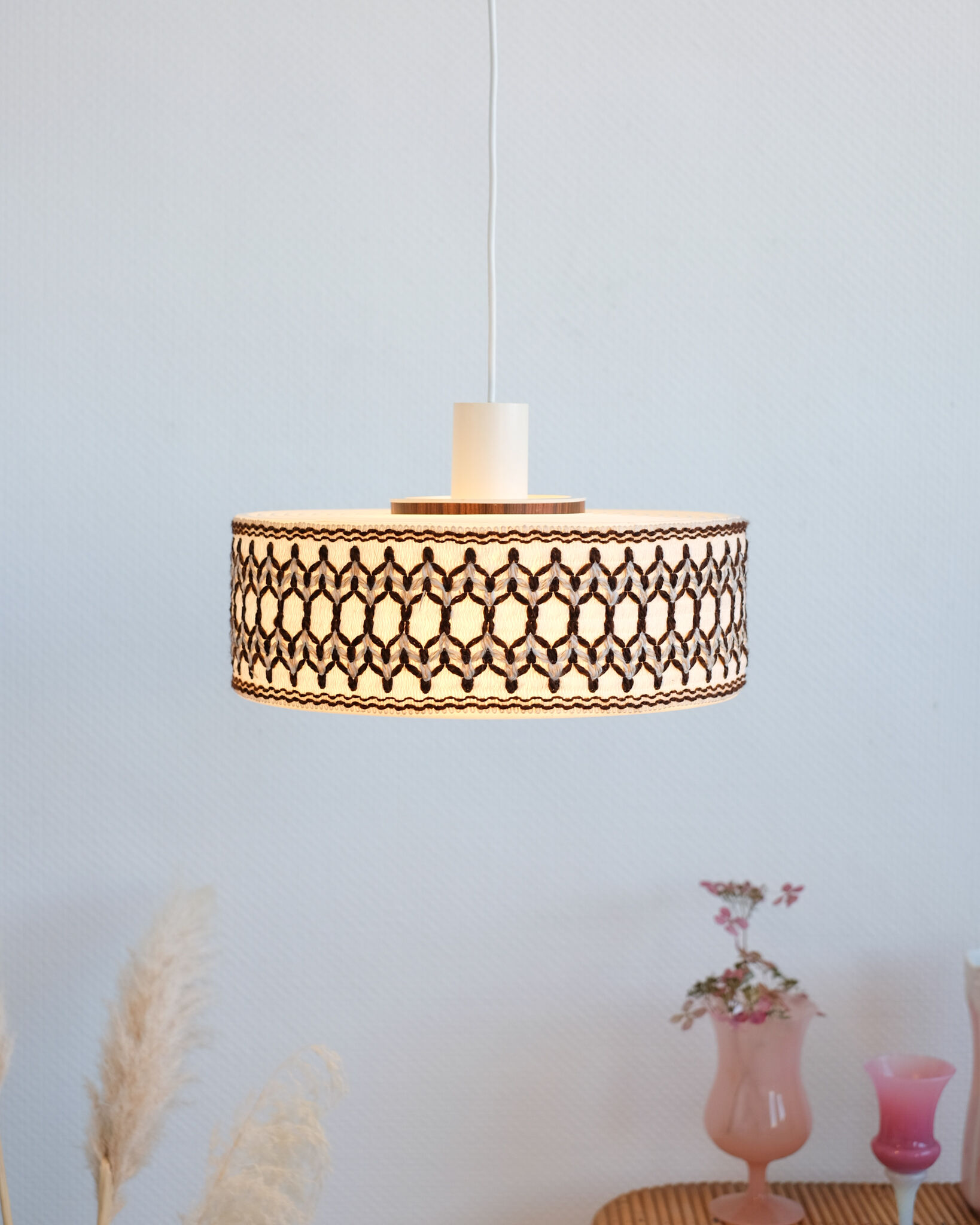 Vintage suspension in pvc, fabric and wool