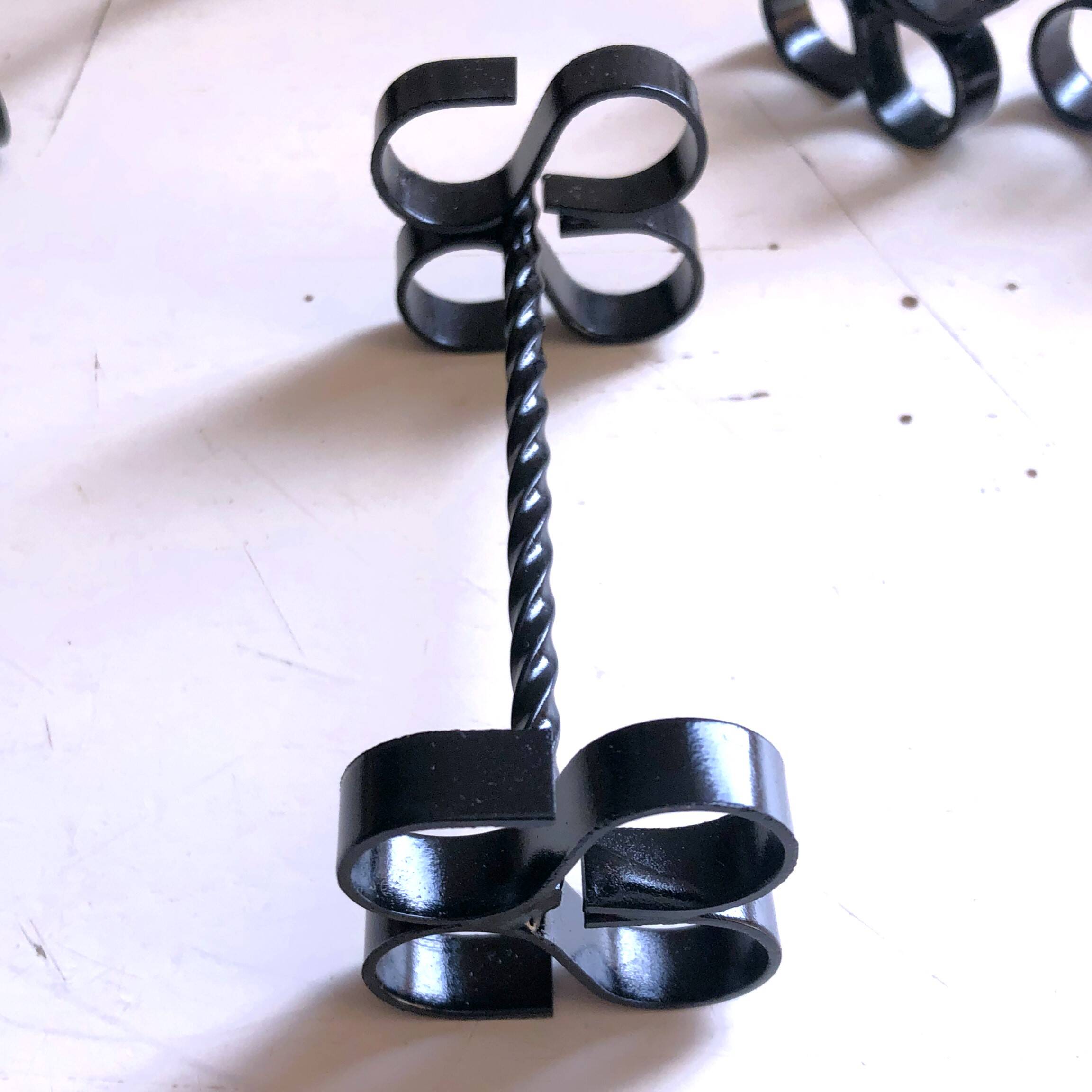 Box of 12 vintage twisted wrought iron knife or cutlery holders