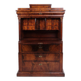 Secretary - Hand polished mahogany - Flame structure - 4 drawers - Year 1840s