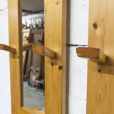 Wall-mounted coat rack, mountain style, pine, honey colour, 1970.