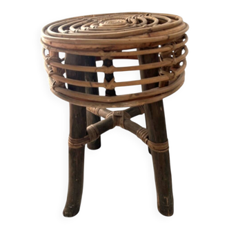 Brutalist rattan stool