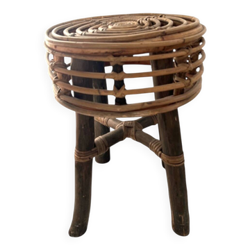 Tabouret brutaliste rotin