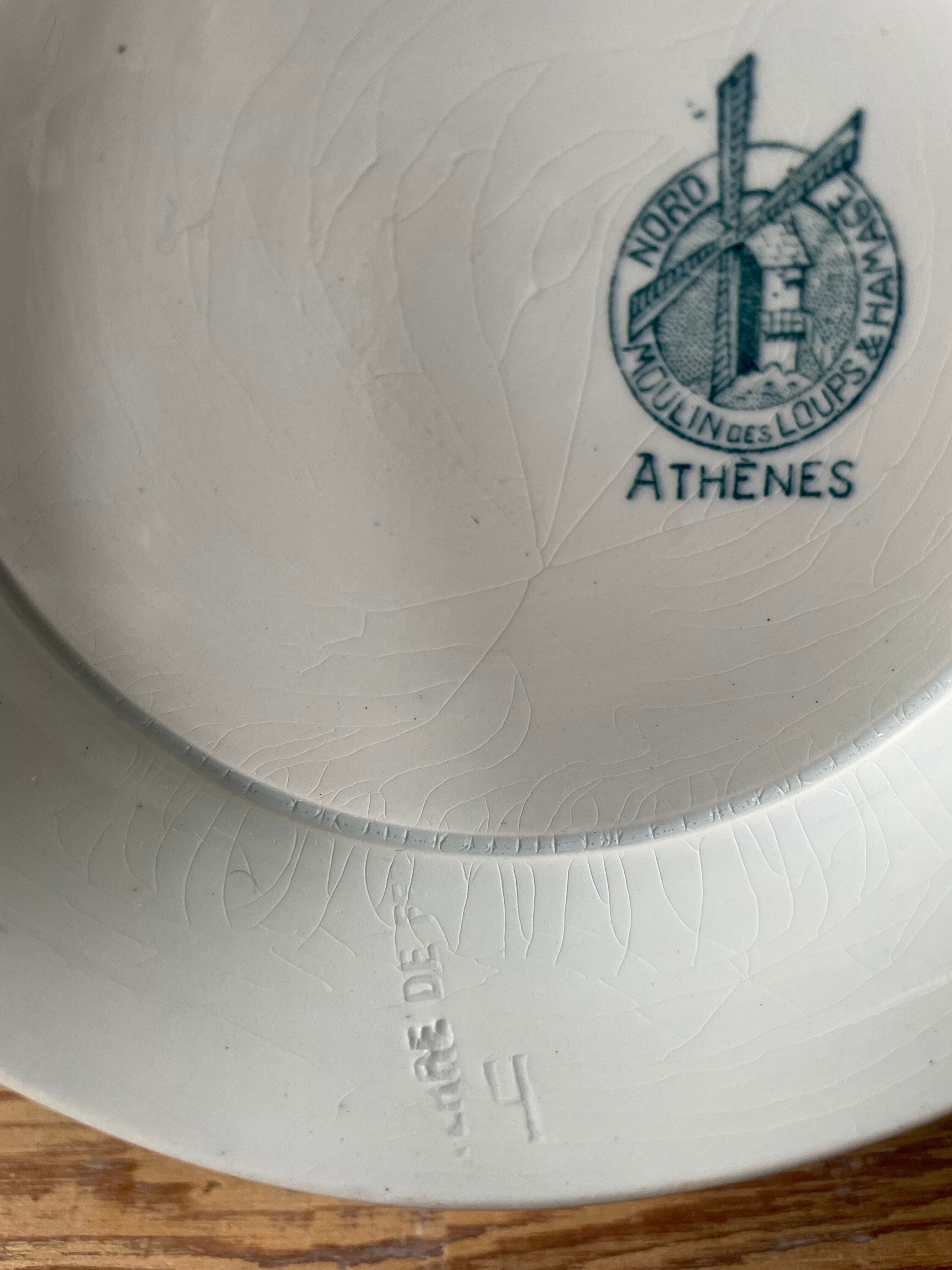 Flat compotier late nineteenth Moulin des Loups and Hamage, model "Athens"