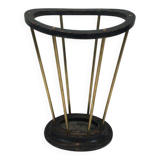 Umbrella stand in blackened wood and brass. Attributed to Jacques Adnet