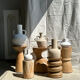 Handcrafted terracotta vase painted white with double handles h:40 d:30