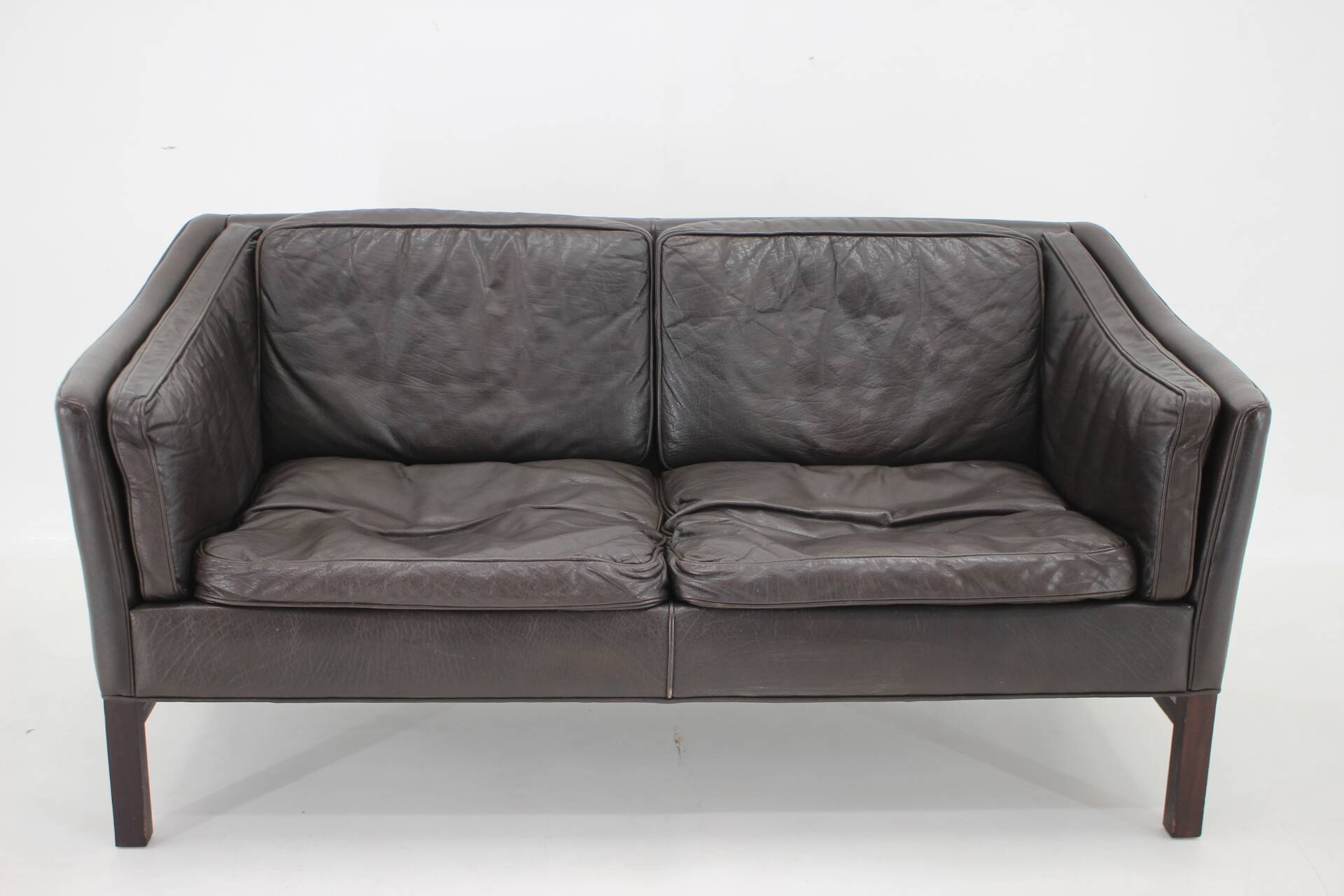 1970s danish 2-seater sofa in dark brown leather