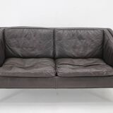 1970s danish 2-seater sofa in dark brown leather