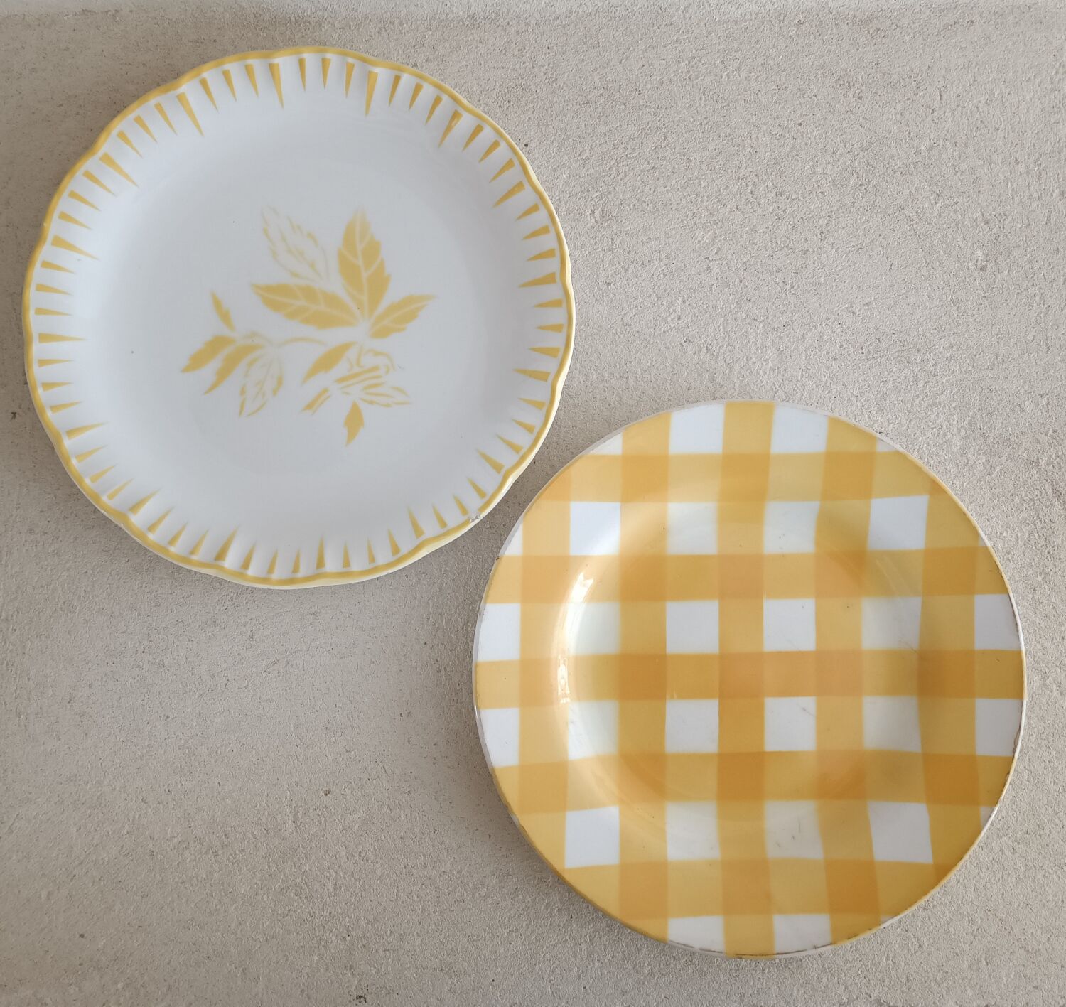 Set of 2 mismatched iron earth plates Digoin