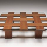 Table basse en noyer, Italie, années 1970