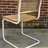 Cesca chair b32 model in white and wood by Marcel Breuer