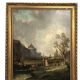 Paire d’huiles sur toile, paysages animés XIXe