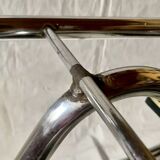 Vintage stepladder in Formica, wood and chromed metal