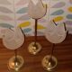 Lot of 3 candlesticks glass paste and brass
