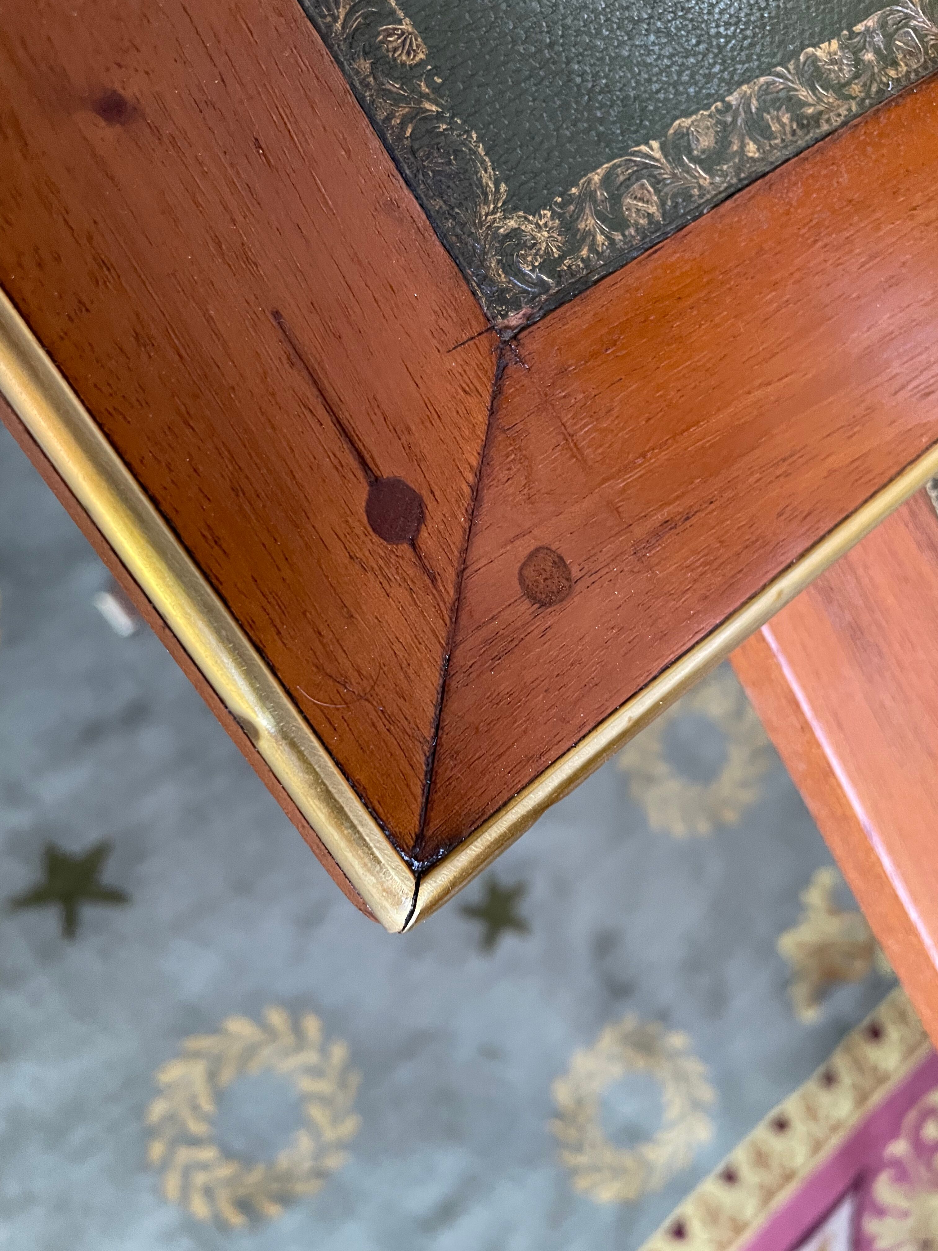 Flat desk in mahogany and leather style Louis XVI restored