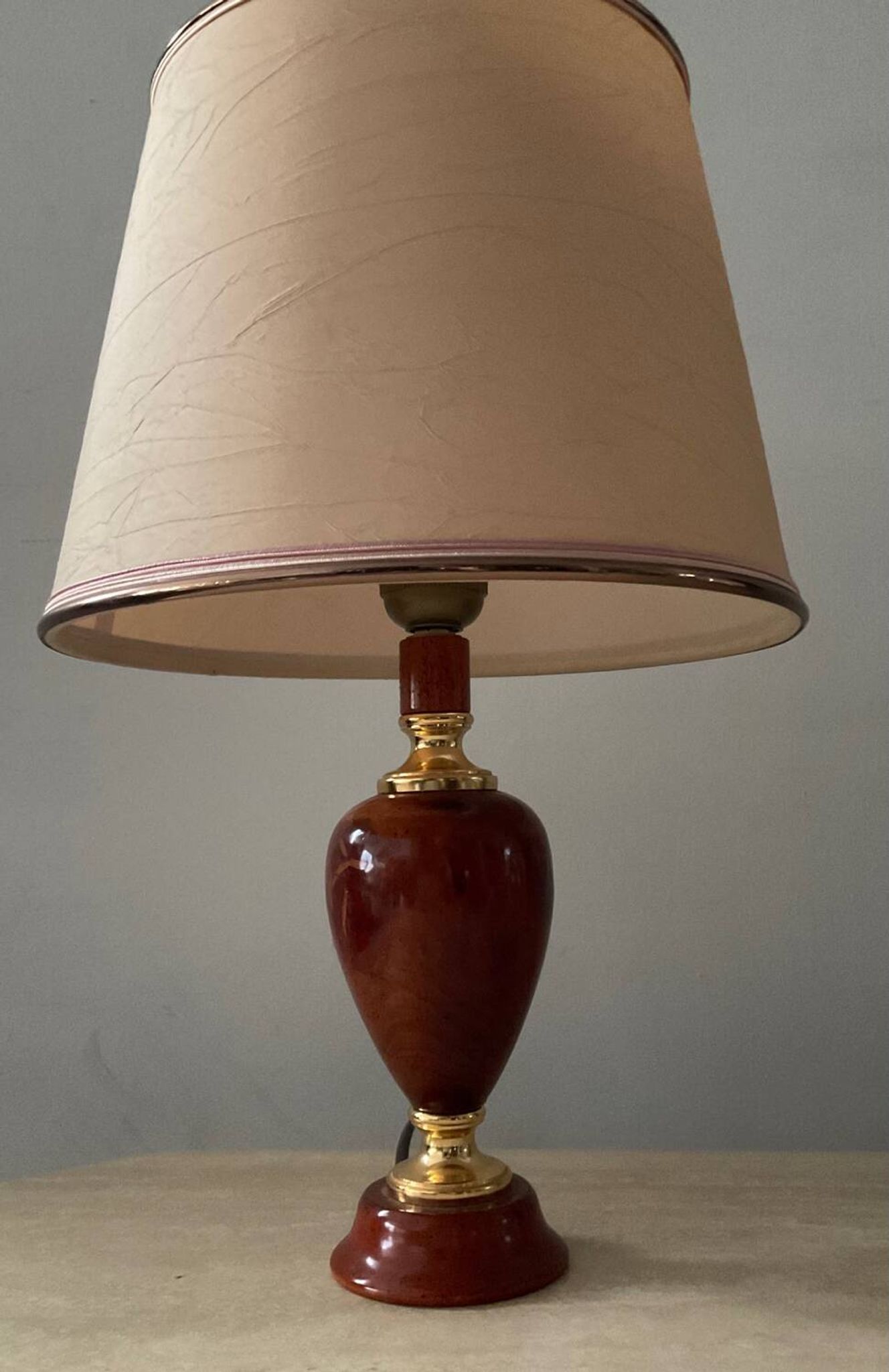 Le Dauphin house lamp in wood and brass from the 70s-80s