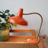 Vintage adjustable lamp, orange, made of metal.