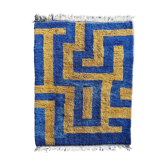 Tapis berbère marocain en laine bleue